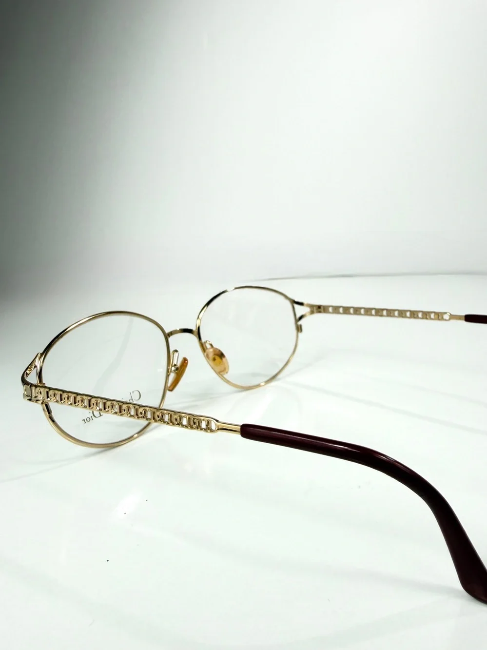 VTG Christian Dior CD 2045A 46F Gold Monogram Chain Link Frames Full VFC Set
